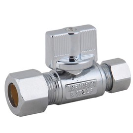 LD Valve 1/4 Turn Straight Stop Valve 1/2"OD x 3/8"OD Compression,Quarter Turn LF Brass Chrome Plated Str Shut Off Water Supply Stop for Faucet or Toilet Installation-LD Brand (4-Pack)