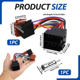 A200, Autoradio Radioadapter Set mit DIN Antennenadapter, 16-pol ISO Stecker auf ISO Buchse, Klemme 15 + 30 steckbar, ideal für viele Fahrzeugmodelle