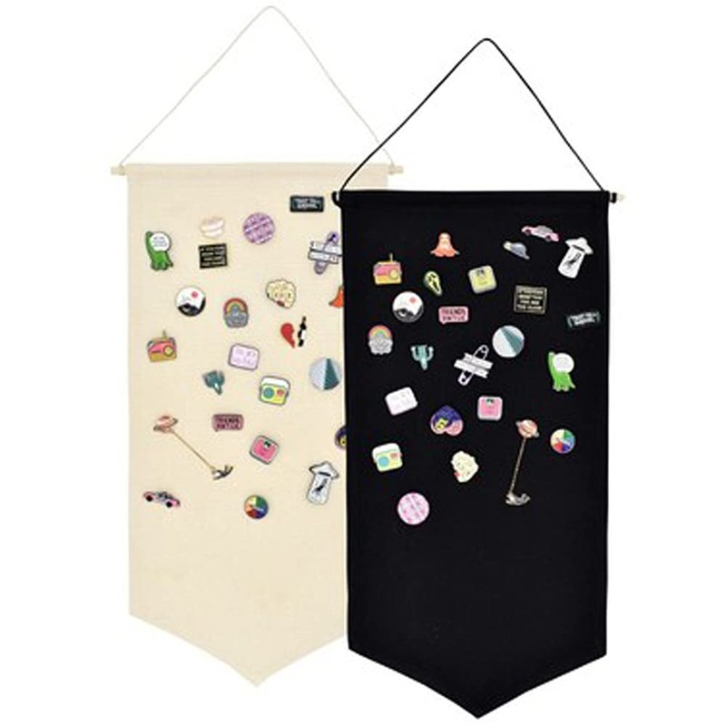 2pcs Cotton Canvas Wall-Mounted Brooch,Wall Hanging Jewelry Display Storage Set