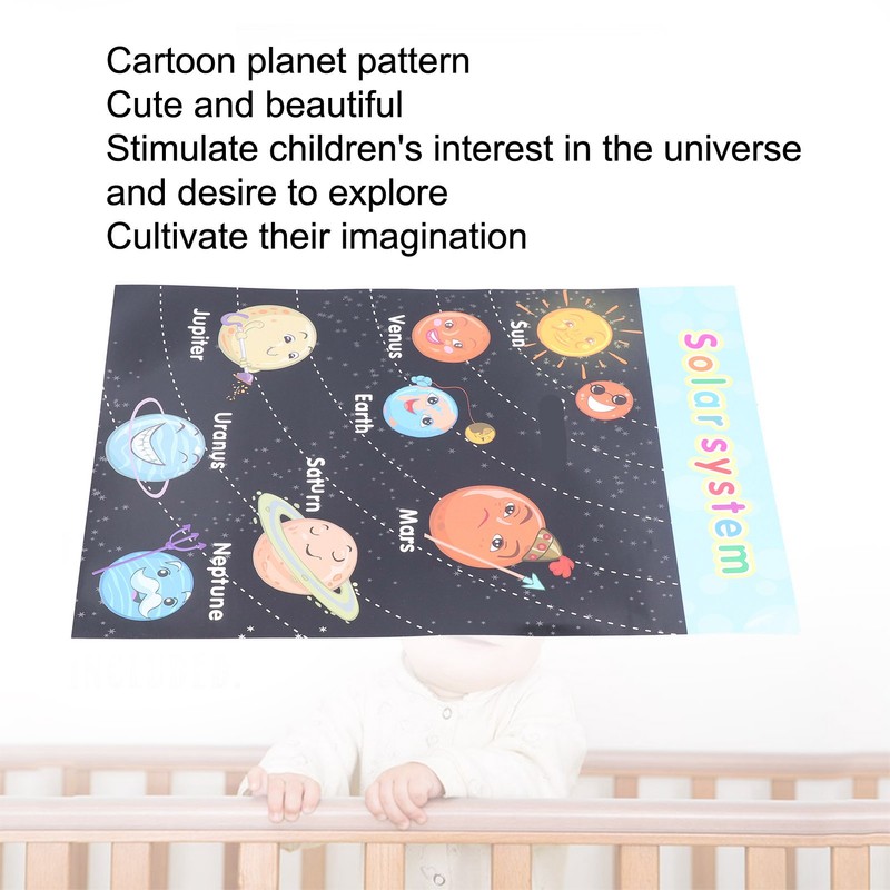 10pcs Children Cartoon Cute Solar System Poster Home School Planet