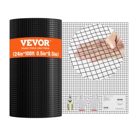 VEVOR Hardware Cloth, 24'' x 100' 1/2 inch Galvanized Wire Mesh Roll, 19 Gauge Chicken Wire Fencing Roll, Vinyl Metal Wire Mesh for Chicken Coop Barrier, Rabbit Snake Fences, Poultry Enclosures
