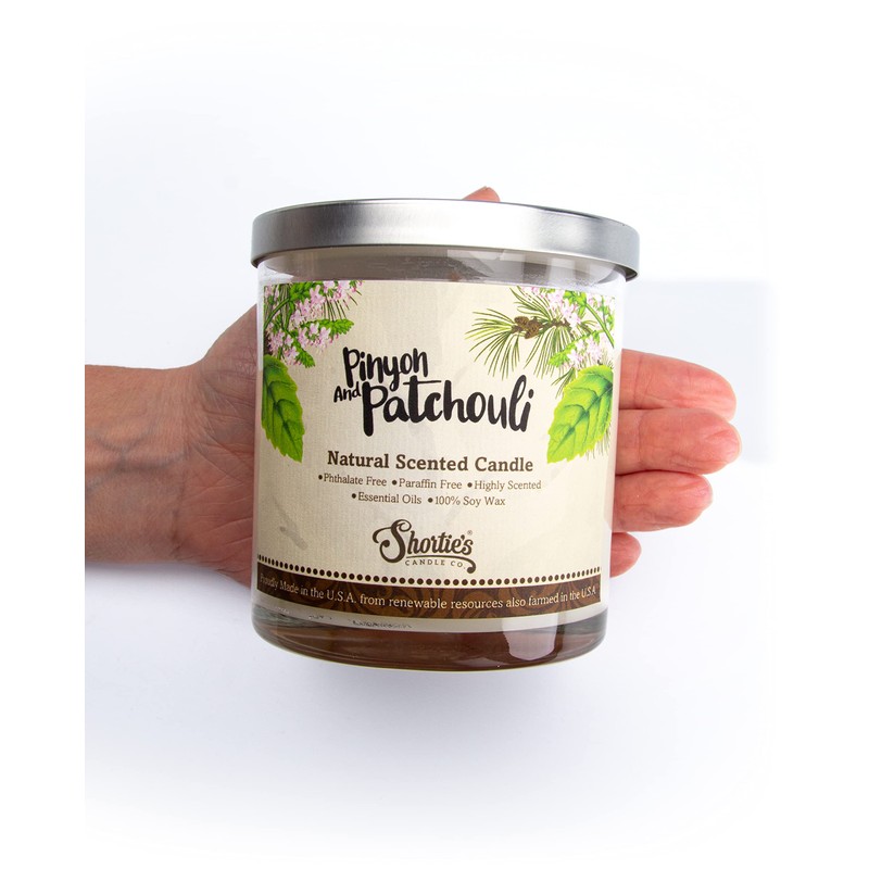 Pinyon & Patchouli Scented Natural Soy Candle, Essential Fragrance Oils,