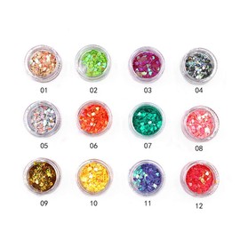Minejin Nail Art Glitter Heart Shape Sequins Iridescent Colorful Confetti Chunky Flakes Tips Manicure 12 Colors