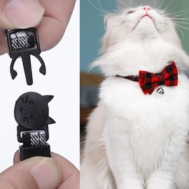 2PCS Plaid Cat Collars Quick Release Kitten Collar Bow Tie Safety Cat Bowtie Collars Christmas Cat Bow Collar With Bell Soft Tartan Collar Adjustable Pet Collars For Kitten Puppy Green and Red