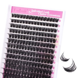 Fadlash DIY Eyelash Extensions 0.07 D-8-16 mm 100D Individual Eyelash Cluster Individual False Eyelash Extension for Beginners