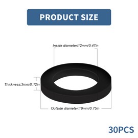 Pack of 30 Sealing Ring Shower Head, Tap Seal Shower Head Shower Hose 1/2 Inch, Washers Connection 19 mm Rubber, Sealing Rings Rubber Seal for Tap Connector Hose, Shower Hose (Black)