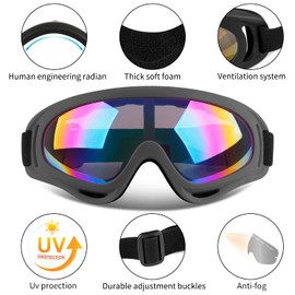 COOLOO Ski Goggles, 2 Pack Snow Goggles Snowboard Goggles for Men Women Kids - UV Protection Foam Anti-Scratch Dustproof