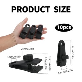 Vxiwscy Pack of 10 Tarpaulin Tensioner Clips, Adjustable Tent Tarpaulins, Plastic Mounting Clips Made of Robust Plastic, Ideal for Camping, Awnings, Tents and Canopies, Waterproof and Non-Slip