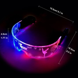 MaxLax led Furture Visor Glasses,7 Colors 4 Modes for Club,Christmas， Party (Disco Glasses)
