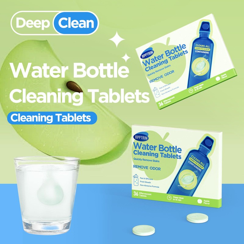 APPTRIN Water Bottle Cleaning Tablets, 36 Pack Bottle Clean Tablet