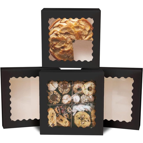 Gcardist Auto-pop Up Black 20.3x20.3x6.4cm 12Pcs Cookie Box with Window