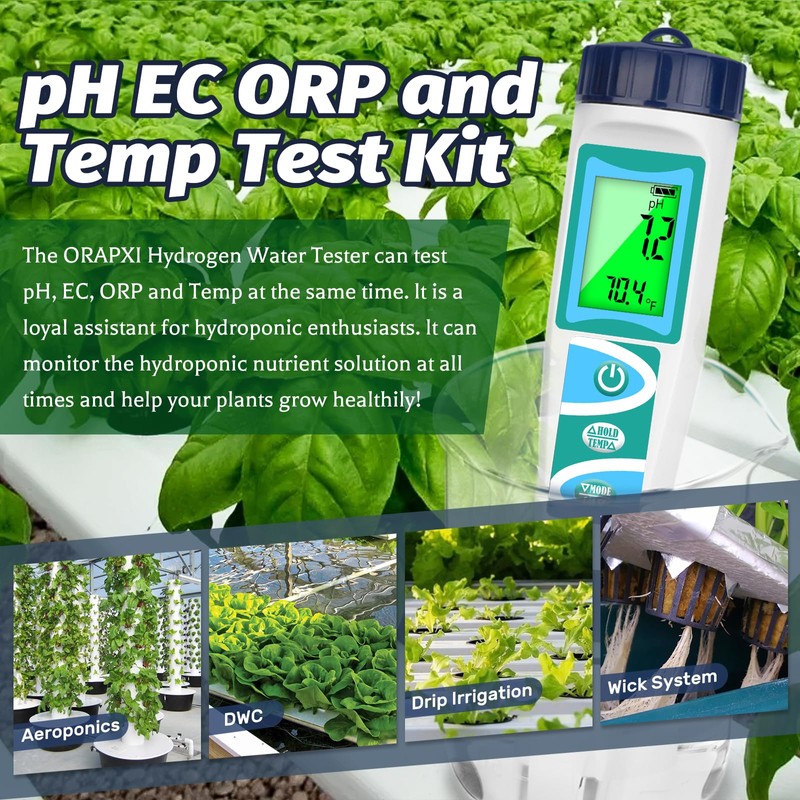 ORAPXI Hydrogen Water Tester pH Meter for Drinking Water Multi-Functional