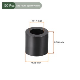 YOKIVE Pack of 100 Black Round Spacers, Not Screw Thread Washers with High Insulation Effect, Keep Height Consistent, Perfect for M4 Screws (ABS 4.2 mm x 7 mm x 7 mm)