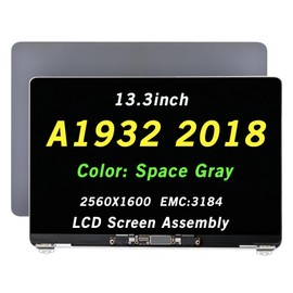 WARWOLFTEAM LCD Screen Display Whole Hinge-up Assembly for MacBook Air Retina A1932 2018 13.3in MRE82xx/A MREA2xx/A MREE2xx/A MRE92xx/A MREC2 MREF2 MUQT2 MUQU2 MUQV2 661-0973 EMC 3184(Gray)