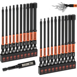 LOZAGU 21-Piece Hex Head Allen Wrench Drill Bit Set, Metric and SAE S2 Steel Hex Bits Set, Magnetic Tips, 4" Long with Bit Holder and Storage Box