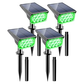 CREPOW Solar Spot Lights Outdoor, Green Solar Spotlights Landscape Lights with IP65 Waterproof 20 LEDs Solar Landscape Spotlights for Garden Path Yard Holiday Decoration 4 Pack