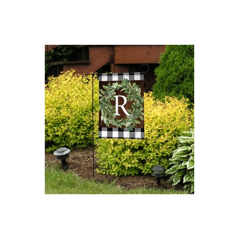 Briarwood Lane Wreath Monogram R Garden Flag Everyday 12.5" x