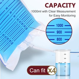 10 Pack 1000ml Urine Drainage Bag with Anti-Reflux Design, 48" Flexible Kink-Resistant Tube, Cross-Shaped Drainage Valve, Leak-Proof for Reliable Urine Collection