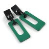 Statement Green/Black Square Acrylic Drop Earrings - 90mm Long