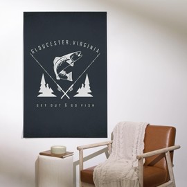 Lantern Press 36x54 Inch Giclee Print, Gloucester, Virginia, Get Out and Fish, Trout and Fly Fishing Rods,