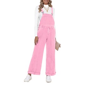Vetinee Denim Rompers And Jumpsuits for Women Wide Leg Overalls Jumpsuit Casual Jeans Loose Overalls for Women Womens Overalls Denim Orchid Pink Size Medium Size 8 Size 10