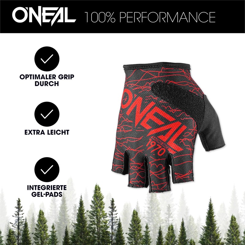 O 'Neal Finger Less Wired Red Bicycle Gloves MTB DH