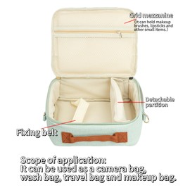 Large Makeup Bag with Shoulder Straps, Travel Makeup Bag Large Capacity Toiletry Bag for Cosmetics Makeup Brushes Organizer - Blue