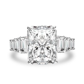 Effinny 6.5ct Luxurious Crushed Ice Radiant Cut Engagement Ring,Big CZ Simulated Diamond Half Eternity 925 Sterling Silver Promise Ring for Wedding,Daily,Travel (White Gold, 6.5)