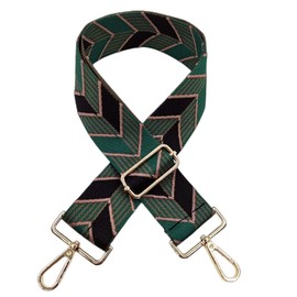 5 cm Bag Straps, Wide Bag Straps for Changing, Adjustable Shoulder Strap for Bag with Golden Carabiner Shoulder Strap, Shoulder Strap for Women Handbags, Crossbody DIY Accessories (Black/Green)