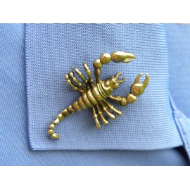 Scorpion brooch pin accessory for t-shirt hat jacket brass metal bronze color with two pin