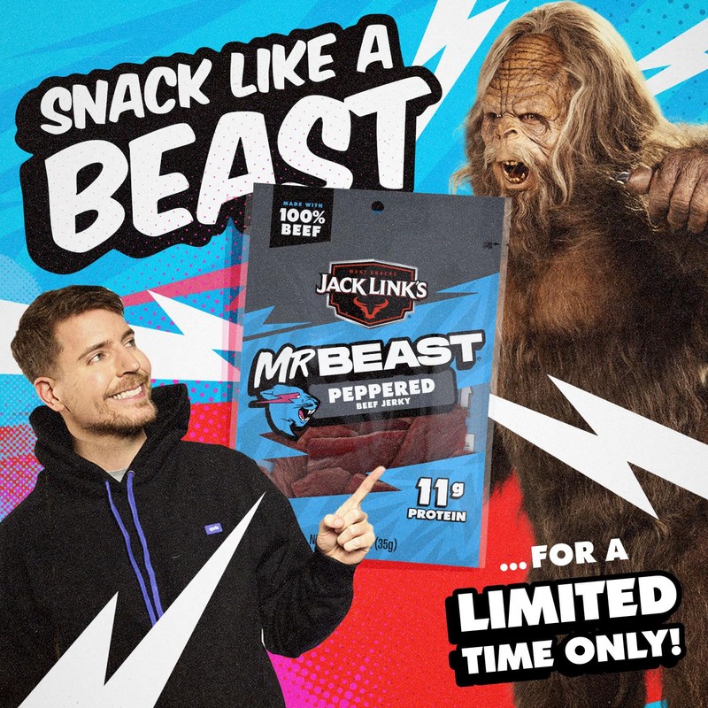 Jack Link’s x MrBeast Beef Jerky, Peppered Beef Jerky, As
