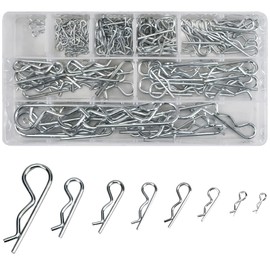 180 Pcs Cotter Pins Assortment Kit, 8 Sizes Stainless Steel Cotter Pins, R Clips Split Cotter Pins, Hitch Pin Clip, Retaining Spring Hitch Cotter with Storage Box for Tractor Mower Fastener Hardware