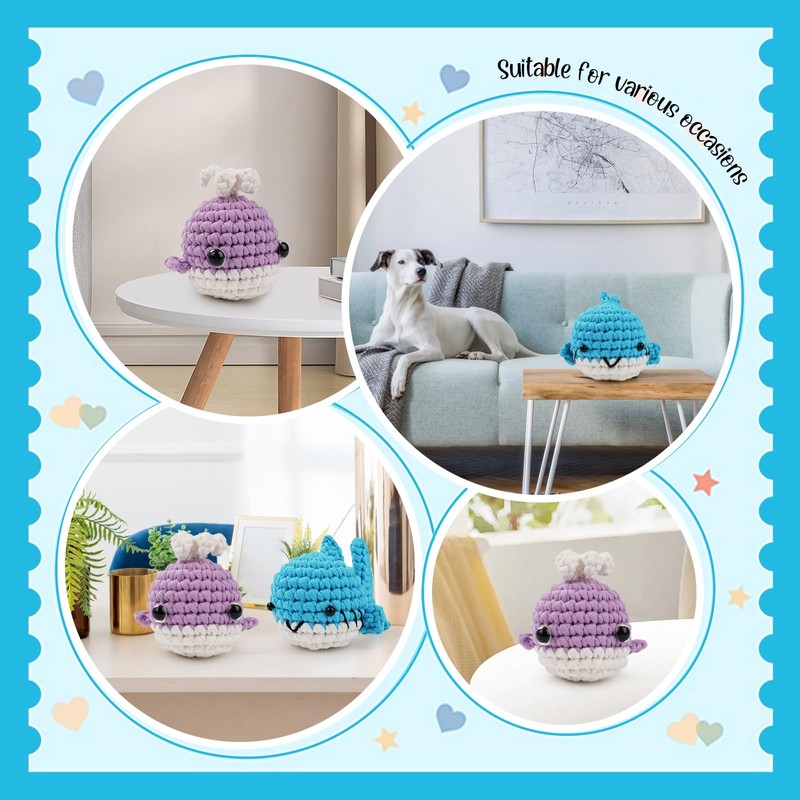 Crochet Kit for Beginners, Whale and Shark Crochet Kit, Crochet