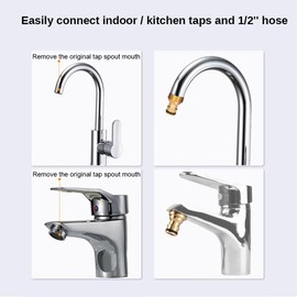 Brass Universal Kitchen Tap Hose Connector, Indoor Sink Mixer Tap Hose Connector Garden Hose Adapter for Kitchen Tap, Hose Pipe Connectors Fittings to Universal Sink Mixer Tap Adapter