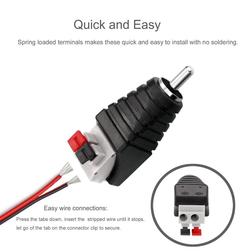 Borsuer Rca To Speaker Wire Adapters Easy Connect Non Soldering