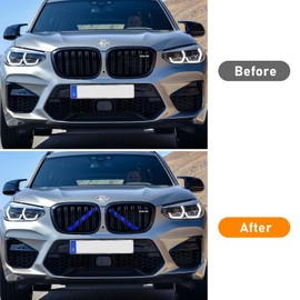 TTCR-II 2PCS Grille Insert Trims Stripe Compatible with V Brace Covers Grille Cover Guard X3 F25 G01/X4 F26 G02/X5 E70 F15 F85 G05/X6 E71 F16 F86 G06/X7 G07 Front Grille Trim Stripes Cover (Red)