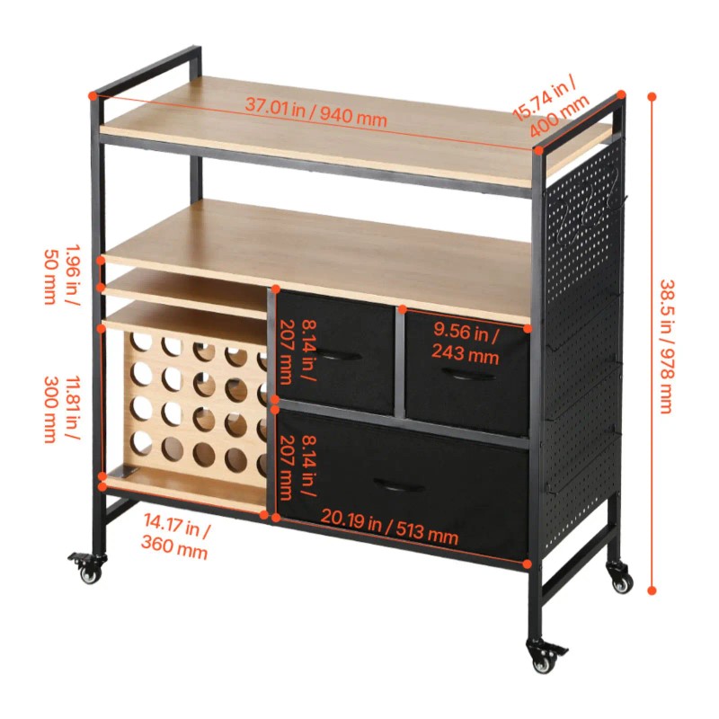 Rolling Craft Cart Storage Table with 20 Storage Bins &