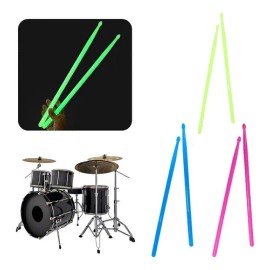 3 Pares Baquetas 5a Accesorios Para Bateria Tambor Luminosas Rosa, Verde, Azul 5a