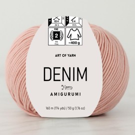 Art of Yarn Denim 55% Cotton,45% Poliacrylic, 2 Skeins Total 100gr (3,52 oz),320m (349 yds),Soft & Smooth Yarn Sport – Fine(2) for Crocheting, Knitting, Amigurumi, Baby Blankets, Baby Garments 99983
