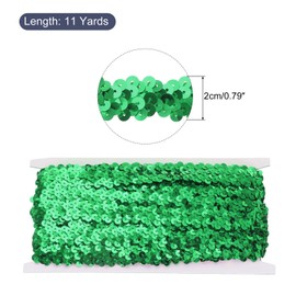 MECCANIXITY 11 Yards 0.8 Inch Elastic Sequins Trim 2 Row Flat Sequin Strip Paillette Sequins Fabric Ribbon for Crafts DIY Sequin Fringe Sewing Green