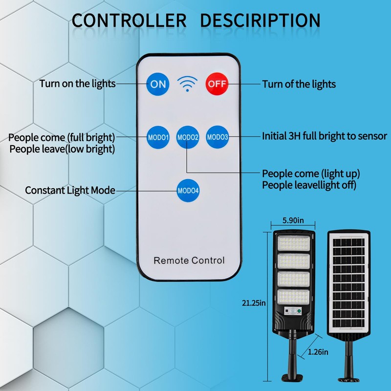 Solar Street Lights Outdoor Waterproof, LED Dusk to Dawn Solar