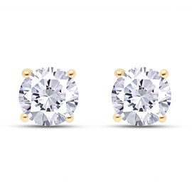 SAVEARTH DIAMONDS Moissanite Stud Earrings, 0.85 CT DF Color Ideal Cut Lab Created Diamond 14K Yellow Gold Plated Earrings for Women
