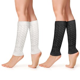 AUYAO Knitted Leg Warmers Women's Winter Leg Warmers Crochet Knitting Loose Leg Warmers Long Leg Warmers Gothic Punk Thermal Knitted JK Socks Legwarmers 90s Kawaii Crochet Cuffs Ballet Dance Students,