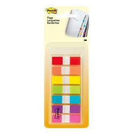 Post-it Banderas de 1,27 cm de ancho en dispensador sobre la marcha – 190 banderas de colores surtidos para marcar y resaltar páginas, portátil y fácil de usar