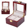 Wooden 2 Grid Watch Display Box Transparent Window Watch Storage