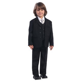 5 Piece Black Suit with Shirt, Vest, and Tie (12 Husky)