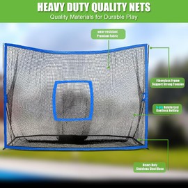 YUNIC Golf Net, Golf Practice Net with Tri-Turf Golf Mat, All in 1 Home Golf Hitting Aid Nets for Backyard Driving Chipping Swing Training (10x7FT, Wall Pro), Black