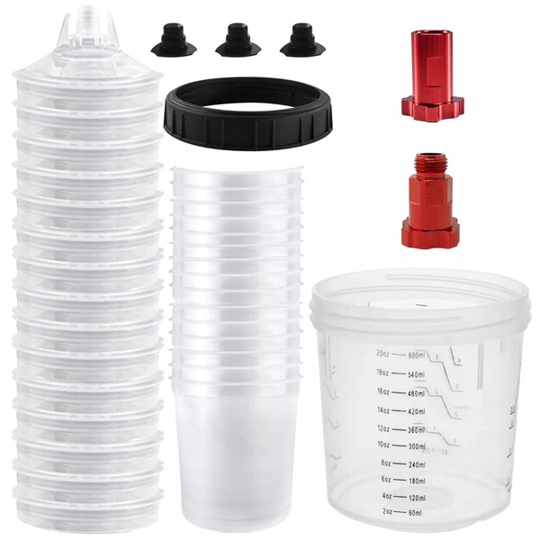 RRJ Disposable Paint Cup Spray Gun, 600ML Mixing Cup Paint