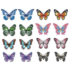 NXPWRC 16 Pieces Of Butterfly Dot Diamond Stickers, Exquisite Butterfly Shape, Sparkling Diamond Decoration, Unique Style, Multiple Styles To Choose From, Suitable For Decorating Clothing Or Bags