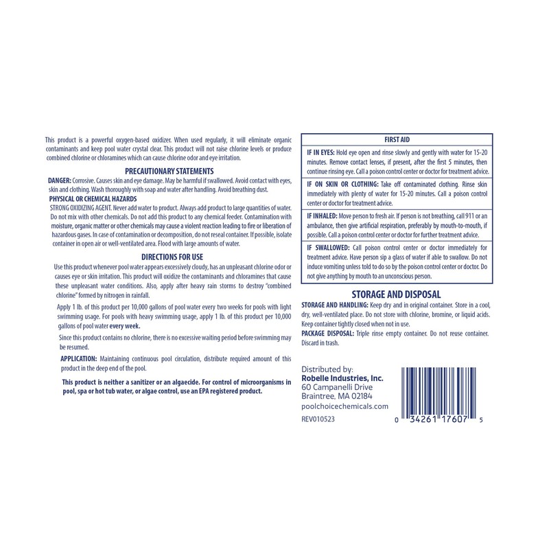 SpaChoice 5-Pounds Premium Re-Energize, Non Chlorine Pool Shock, Made in